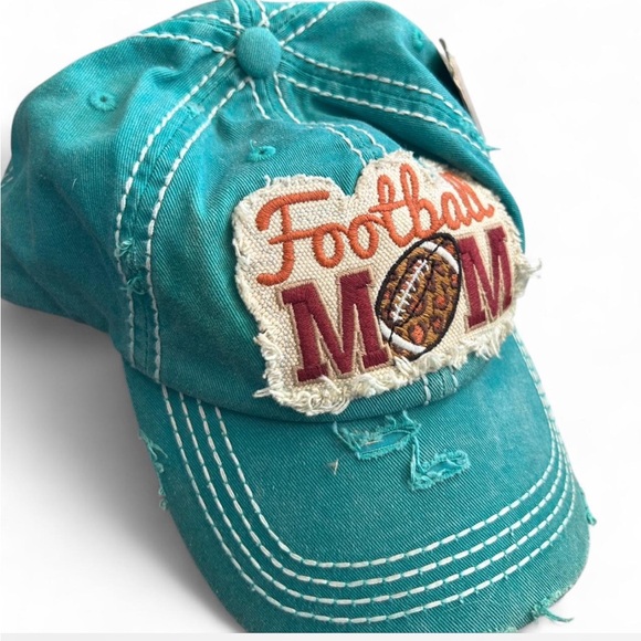 Vintage Teal Football Mom Cap - Picture 4 of 6